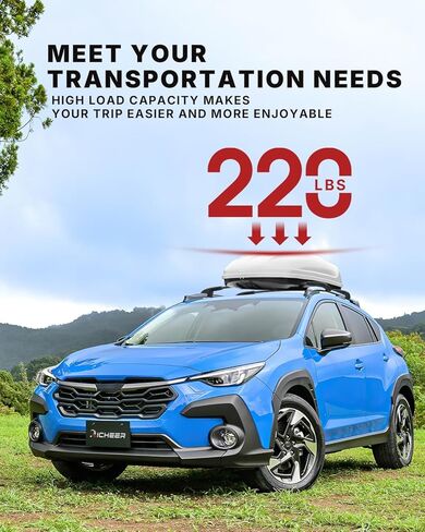قضبان متقاطعة لرف السقف من Richeer متوافقة مع 2018-2023 Crosstrek / 2017-2023 Impreza مع قضبان جانبية، شريط متقاطع من الألومنيوم لرفوف البضائع على السطح، زورق الأمتعة، حقيبة سقف دراجة الكاياك in Kuwait