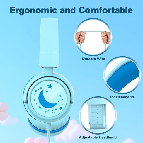 K6 Kids Headphones for School, 85/94dB Volume Limit Wired Headphones for Kids,3.5mm Jack Foldable Stereo Sound Toddler Headset with Mic, Head Phones for Smartphones/iPad/Tablet/Plane/Travel (Pink) in Saudi Arabia
