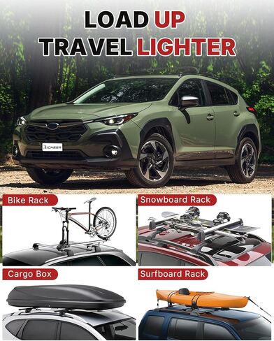 قضبان متقاطعة لرف السقف من Richeer متوافقة مع 2018-2023 Crosstrek / 2017-2023 Impreza مع قضبان جانبية، شريط متقاطع من الألومنيوم لرفوف البضائع على السطح، زورق الأمتعة، حقيبة سقف دراجة الكاياك in Kuwait