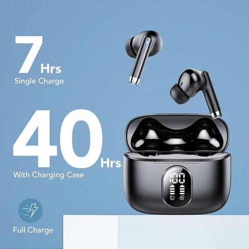 QXQ 2025 New Wireless Earbuds, Bluetooth 5.4 Headphones HiFi Stereo with 4 ENC Mic, 40H Mini Ear Buds in-Ear Noise Cancelling Earbuds, Ultra Light Sport Earphones for TV Smart Phone Laptop Computer in Saudi Arabia