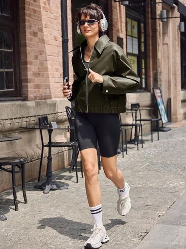 Cicy Bell Womens Faux Leather Bomber Jackets Cropped Motorcycle Casual Coats Fall Trendy Zip Up Outerwear in Saudi Arabia