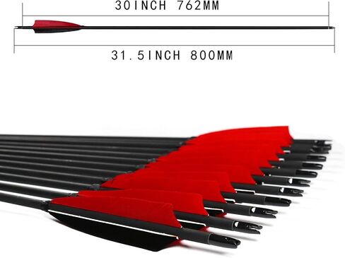 31Inch Carbon Arrows, Targeting Practice Hunting Arrow, Turkey Feather Fletching Arrow, with Removable Tips and nocks for Recurve & Compound Bow in Saudi Arabia