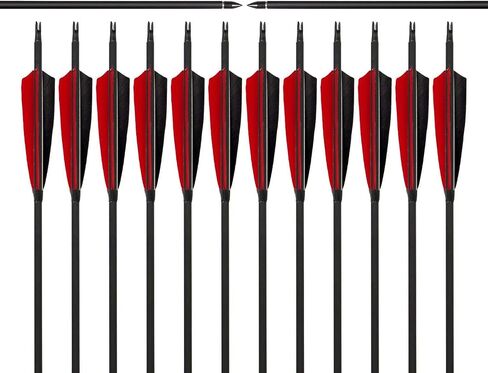 31Inch Carbon Arrows, Targeting Practice Hunting Arrow, Turkey Feather Fletching Arrow, with Removable Tips and nocks for Recurve & Compound Bow in Saudi Arabia