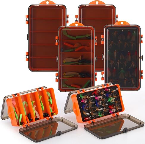Soulchen 4 Pack Fly Fishing Boxes Fishing Lure Boxes Double Sided Waterproof Tackle Containers Plastic Bait Storage Lure Containers Portable Pocket Storage 7.09 x 3.94 x 1.85 Inch in Saudi Arabia