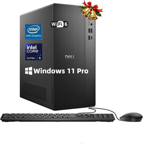 Dell ECT1250 Slim Tower Desktop(2025) - Intel Core Ultra 5 225(10 Cores, Up to 4.9GHz), Intel UHD Graphics, Wi-Fi 6, BT 5.4, Windows 11 Pro, Keyboard & Mouse & Accessories(32GB DDR5 RAM, 1TB SSD) in Saudi Arabia