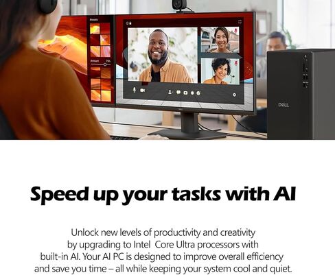 سطح المكتب البرجي النحيف ECT1250 من Dell (2025) - Intel Core Ultra 5 225 (10 نواة، حتى 4.9 جيجا هرتز)، رسومات Intel UHD، Wi-Fi 6، BT 5.4، Windows 11 Pro، لوحة مفاتيح وماوس وملحقات (ذاكرة الوصول العشوائي DDR5 سعة 32 جيجابايت، SSD سعة 1 تيرابايت) in Kuwait