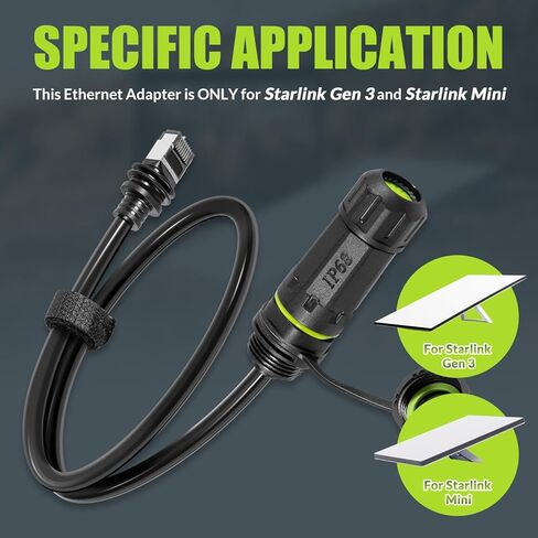 Ethernet Adapter for Starlink Gen 3 & Mini, Replacement for Starlink Gen 3 Cable Extension Adapter, Plug-and-Play RJ45 Connector, IP68 Waterproof in Saudi Arabia