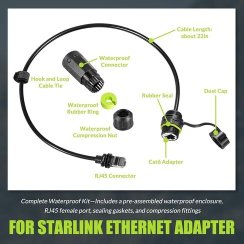 Ethernet Adapter for Starlink Gen 3 & Mini, Replacement for Starlink Gen 3 Cable Extension Adapter, Plug-and-Play RJ45 Connector, IP68 Waterproof in Saudi Arabia