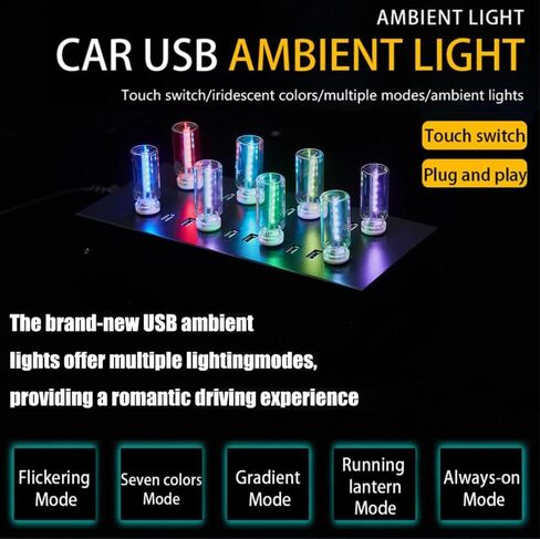 Car USB Light Bulbs, Retro Glass Bottle LED Night Lamp with Touch Dimmable Control, 13 Modes & 7 Colors, Portable Interior Car Lights for Vehicle, Bedroom, Camping, Party Decor,2PCS in Kuwait