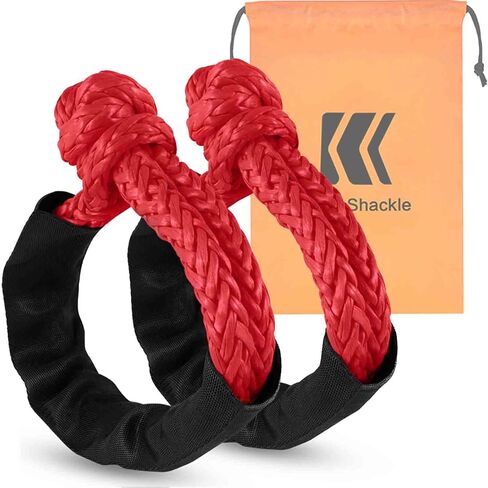 BNEEN Soft Shackle Recovery، 58,000 رطل من قوة كسر القيد الناعم 1/2 × 24 بوصة مع أكمام إضافية للإبحار بسيارات الدفع الرباعي على الطرق الوعرة وسحب ATV (عبوتان من القيد البرتقالي الناعم) in Kuwait