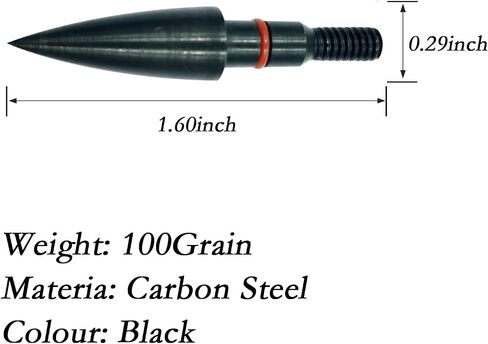 Archery Points 75/100/125/150 Grains - 12pcs Stainless Steel 5/16 Inch Screw-in Bullet Points, Arrow Tips for Crossbow, Recurve & Compound Bow, Target Practice & Hunting in Kuwait