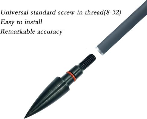 Archery Points 75/100/125/150 Grains - 12pcs Stainless Steel 5/16 Inch Screw-in Bullet Points, Arrow Tips for Crossbow, Recurve & Compound Bow, Target Practice & Hunting in Kuwait