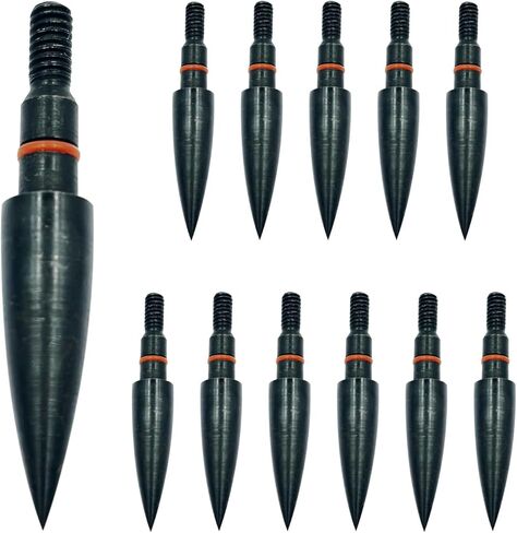 Archery Points 75/100/125/150 Grains - 12pcs Stainless Steel 5/16 Inch Screw-in Bullet Points, Arrow Tips for Crossbow, Recurve & Compound Bow, Target Practice & Hunting in Kuwait