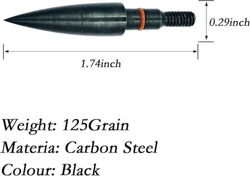 Archery Points 75/100/125/150 Grains - 12pcs Stainless Steel 5/16 Inch Screw-in Bullet Points, Arrow Tips for Crossbow, Recurve & Compound Bow, Target Practice & Hunting in Kuwait
