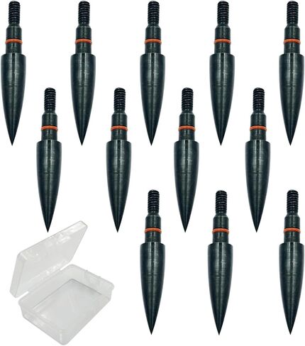 Archery Points 75/100/125/150 Grains - 12pcs Stainless Steel 5/16 Inch Screw-in Bullet Points, Arrow Tips for Crossbow, Recurve & Compound Bow, Target Practice & Hunting in Kuwait