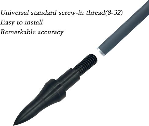 Archery Points 75/100/125/150 Grains - 12pcs Stainless Steel 5/16 Inch Screw-in Bullet Points, Arrow Tips for Crossbow, Recurve & Compound Bow, Target Practice & Hunting in Kuwait