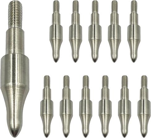 Archery Points 75/100/125/150 Grains - 12pcs Stainless Steel 5/16 Inch Screw-in Bullet Points, Arrow Tips for Crossbow, Recurve & Compound Bow, Target Practice & Hunting in Kuwait