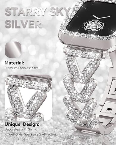 سوار وحافظة معدنية مرصعة بأحجار الراين، متوافقة مع سوار ساعة Apple مقاس 38 مم - 49 مم (السلسلة 10/1/SE/Ultra 2) - حزام مجوهرات نسائي ذهبي لامع، سوار iWatch الفاخر مع واقي شاشة in Kuwait