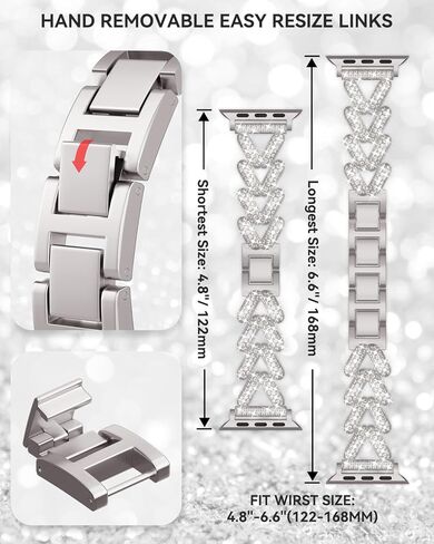 سوار وحافظة معدنية مرصعة بأحجار الراين، متوافقة مع سوار ساعة Apple مقاس 38 مم - 49 مم (السلسلة 10/1/SE/Ultra 2) - حزام مجوهرات نسائي ذهبي لامع، سوار iWatch الفاخر مع واقي شاشة in Kuwait
