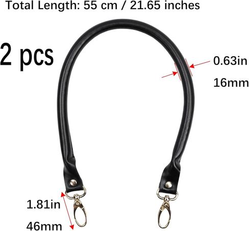 Semetall النبيذ الأحمر محفظة الأشرطة استبدال 2 حزمة 40 سم / 15.7 "الطول الإجمالي بو الجلود حقيبة يد مقابض محفظة جلدية مقابض مع زر معدني in Kuwait