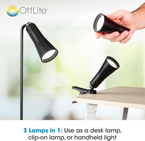 OttLite Switch 3-in-1 Rechargeable Task Lamp, Clearsun, White, Retail in Saudi Arabia