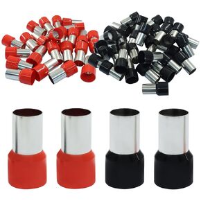 مجموعة حلقات سلكية مكونة من 200 قطعة، 10 أطراف طرفية لموصلات تجعيد معزولة AWG، طرف طرفي E6012 لمعدات الصوت/الإلكترونيات/الاتصالات في السيارة (100 أسود + 100 أحمر) in Kuwait