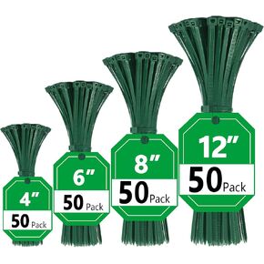 Green Zip Ties 8 inch (100 Pack), 45lb Tensile Strength, Cable Ties for Indoor and Outdoor Use, UV and Cold Resistant Wire Ties for Home, Garden, Fencing, Glufirm in Saudi Arabia