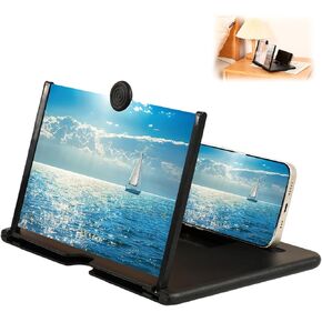 مكبر شاشة الهاتف الذكي، مكبر شاشة مكبر للهاتف المحمول ثلاثي الأبعاد عالي الدقة للأفلام ومقاطع الفيديو والألعاب، حامل هاتف خلوي قابل للطي مع مضخم شاشة، يدعم جميع الهواتف الذكية (12 بوصة) in Kuwait