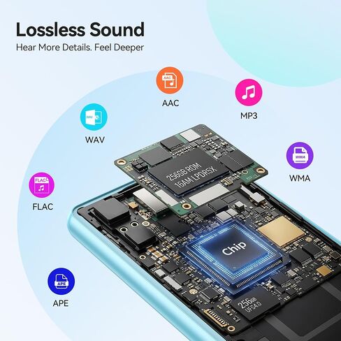 مشغل MP3 AGPTEK بسعة 128 جيجابايت مع بلوتوث 5.4، ومشغل موسيقى M6 2.4 بوصة مع تسجيل بنقرة واحدة، ومكبر صوت مدمج وراديو FM، وأزرار تعمل باللمس (أسود) in Saudi Arabia