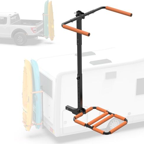 300LBS RV Kayak Rack for 2 Kayaks up to 12FT – Heavy Duty Vertical Hitch Mount Carrier with Reinforced Anti-Bend Base, Adjustable Height, Anti-Loosening Screws – Fits 2" Receiver for RV, Truck, SUV in Saudi Arabia
