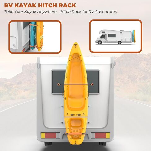 300LBS RV Kayak Rack for 2 Kayaks up to 12FT – Heavy Duty Vertical Hitch Mount Carrier with Reinforced Anti-Bend Base, Adjustable Height, Anti-Loosening Screws – Fits 2" Receiver for RV, Truck, SUV in Saudi Arabia