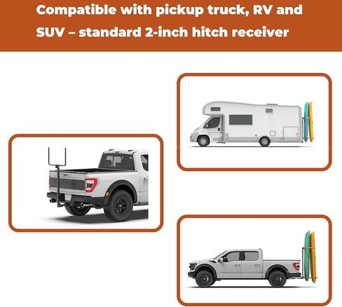 300LBS RV Kayak Rack for 2 Kayaks up to 12FT – Heavy Duty Vertical Hitch Mount Carrier with Reinforced Anti-Bend Base, Adjustable Height, Anti-Loosening Screws – Fits 2" Receiver for RV, Truck, SUV in Saudi Arabia