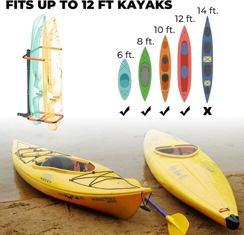 300LBS RV Kayak Rack for 2 Kayaks up to 12FT – Heavy Duty Vertical Hitch Mount Carrier with Reinforced Anti-Bend Base, Adjustable Height, Anti-Loosening Screws – Fits 2" Receiver for RV, Truck, SUV in Saudi Arabia