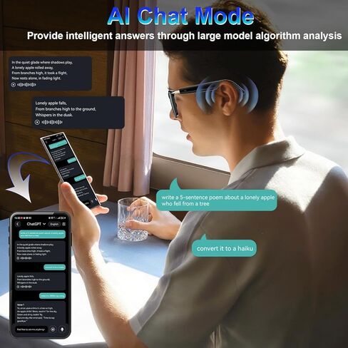 نظارات Ai Translation الذكية مع ChatGPT، نظارات بلوتوث مع أكثر من 164 لغة ترجمة، نظارات مترجم، عدسات متغيرة اللون، نظارات صوتية متعددة الوظائف للنساء والرجال (M01) in Kuwait
