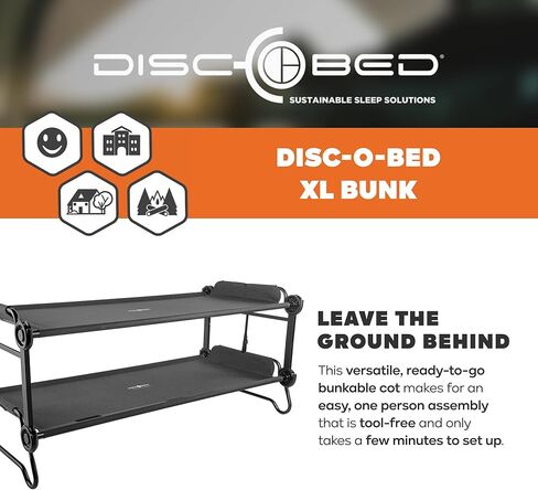 Disc-O-Bed Extra Large Outdoor Convertible 2 Person Bench and Double Camping Cot Portable Bed for Adults, Tan in Kuwait