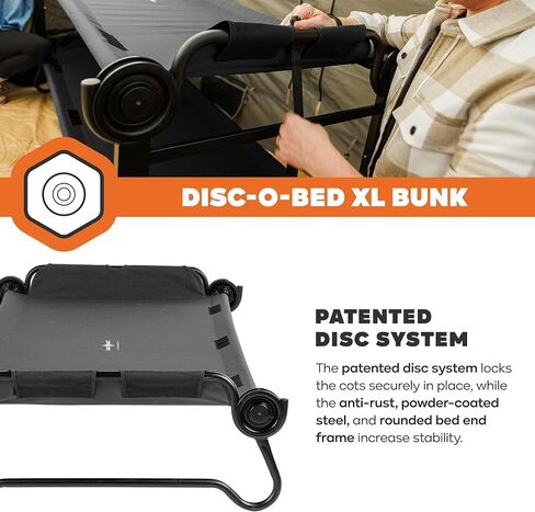 Disc-O-Bed Extra Large Outdoor Convertible 2 Person Bench and Double Camping Cot Portable Bed for Adults, Tan in Kuwait