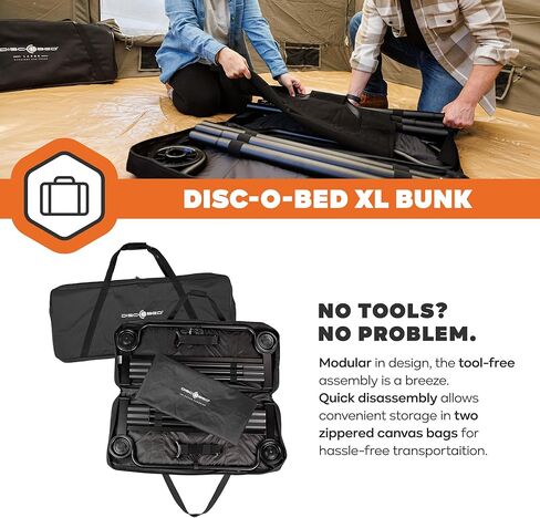 Disc-O-Bed Extra Large Outdoor Convertible 2 Person Bench and Double Camping Cot Portable Bed for Adults, Tan in Kuwait