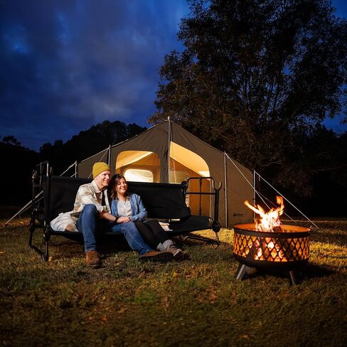 Disc-O-Bed Extra Large Outdoor Convertible 2 Person Bench and Double Camping Cot Portable Bed for Adults, Tan in Kuwait