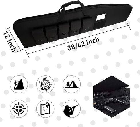 Soft-Rifle-Case Tactical-Gun Range-Bag Hunting-Shooting Sports-Storage - Padded Transport with 5 Pouches Adjustable Shoulder Strap in Saudi Arabia