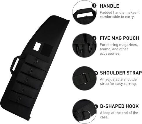 Soft-Rifle-Case Tactical-Gun Range-Bag Hunting-Shooting Sports-Storage - Padded Transport with 5 Pouches Adjustable Shoulder Strap in Saudi Arabia