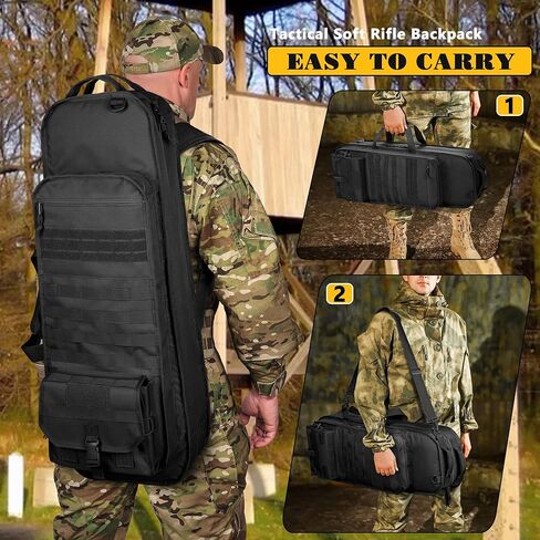 حقيبة ظهر بندقية تكتيكية تناسب بنادق مقاس 32 بوصة، وحقيبة بندقية ناعمة مع 3 حاملات للمجلات، وأشرطة كتف مبطنة، وسحاب قابل للقفل ونظام مولي للصيد والرماية in Kuwait