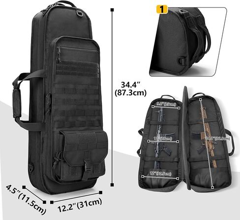 حقيبة ظهر بندقية تكتيكية تناسب بنادق مقاس 32 بوصة، وحقيبة بندقية ناعمة مع 3 حاملات للمجلات، وأشرطة كتف مبطنة، وسحاب قابل للقفل ونظام مولي للصيد والرماية in Kuwait