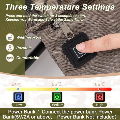 1 Pack Heated Hunting Chair, Portable Low Down Hunting Seat Pad Cushion with Carry Bag, Adjustable 3 Mode Folding Chair for Turkey Blind Deer Ground Duck Fishing, No Power Bank (Camo) in Saudi Arabia