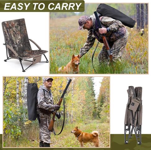 1 Pack Heated Hunting Chair, Portable Low Down Hunting Seat Pad Cushion with Carry Bag, Adjustable 3 Mode Folding Chair for Turkey Blind Deer Ground Duck Fishing, No Power Bank (Camo) in Saudi Arabia