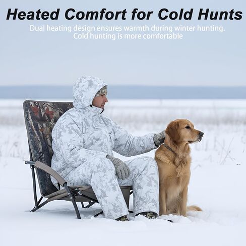 1 Pack Heated Hunting Chair, Portable Low Down Hunting Seat Pad Cushion with Carry Bag, Adjustable 3 Mode Folding Chair for Turkey Blind Deer Ground Duck Fishing, No Power Bank (Camo) in Saudi Arabia