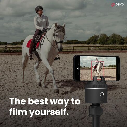Pivo Equestrian Pod Starter Pack, Auto Face, Body, Horse Phone Tracking Holder, Ai-Powered 360° Rotation, Remote Control for Hands-Free Video Recording with Smart Mount and Travel Case (Black) in Saudi Arabia