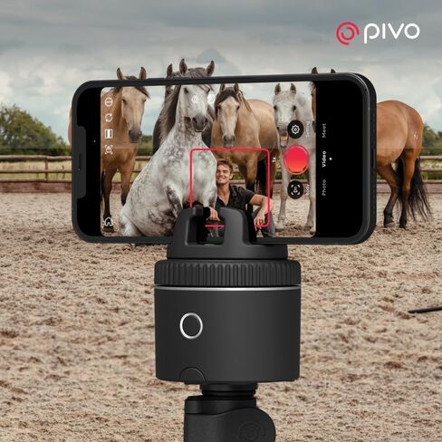 Pivo Equestrian Pod Starter Pack, Auto Face, Body, Horse Phone Tracking Holder, Ai-Powered 360° Rotation, Remote Control for Hands-Free Video Recording with Smart Mount and Travel Case (Black) in Saudi Arabia