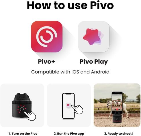 Pivo Equestrian Pod Starter Pack, Auto Face, Body, Horse Phone Tracking Holder, Ai-Powered 360° Rotation, Remote Control for Hands-Free Video Recording with Smart Mount and Travel Case (Black) in Saudi Arabia