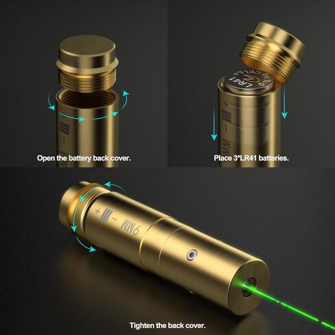 Feyachi Green Bore Sight 9mm/223 5.56mm/12 Gauge Bore Sight Laser Boresighter with 3 Sets of Batteries in Saudi Arabia