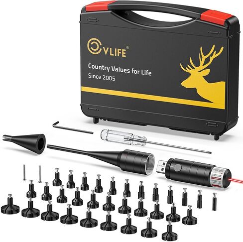 CVLIFE ليزر التجويف الأخضر/الأحمر القابل لإعادة الشحن مع 32 محولًا للتجويف الليزري المناسب من 0.17 إلى 12 جيجا، مجموعة Boresighter متعددة العيارات من الليزر in Saudi Arabia